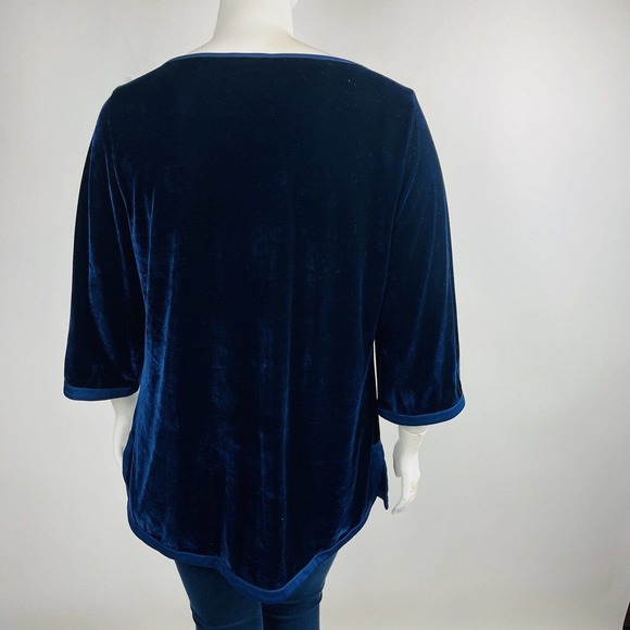 Soft Surroundings Womans Sz Large Weekender Velvet Tunic Top Dark Blue #25939 - Picture 7 of 9